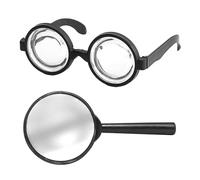 HDGSAFD 1 Pièce De Lunettes Rondes Et 1 Pièce De Loupe en Acrylique, Lunettes Amusantes, Loupe À Main, Accessoires De Jeu De Rôle