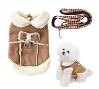 HDGSAFD 1 Pièce De Vêtements pour Animaux De Compagnie, 1 Pièce De Laisse, Joli Manteau en Coton avec Nœud, Manteau en Peluche pour Chats Et Chiens, Fournitures pour Animaux De Compagnie
