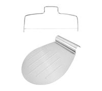 HDGSAFD 1 plaque à pizza en acier inoxydable avec 1 séparateur de gâteau en acier inoxydable, pelle à gâteau, pelle à tarte, plateau alimentaire antiadhésif avec poignées encastrées, ustensiles de