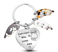 HDGSAFD 1 porte-clés chat, 2 pendentifs pour chat avec trous, porte-clés en acier inoxydable, porte-clés gravé avec pendentif chat, cadeau pour les amoureux des chats, multicolore, 2,8 * 2,9 cm