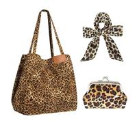 HDGSAFD 1 Sac Imprimé Léopard, 1 Bandoulière Décorative Et 1 Compartiment Monnaie, Sac Bandoulière Rétro, Sac Bandoulière Durable Grande Capacité, Sac Bandoulière