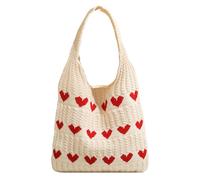 HDGSAFD 1 sac tricoté en forme de cœur pour femme, joli sac à bandoulière, sac à bandoulière, sac à bandoulière, sac à main tricoté, Abricot