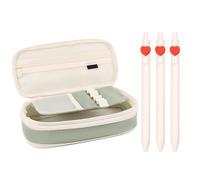 HDGSAFD 1 Trousse À Crayons Rétractable De Grande Capacité Et 3 Stylos Gel, Trousse À Crayons en Toile, Papeterie D'Étudiant, Trousse À Crayons pour Filles, Fournitures Scolaires