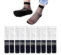 HDGSAFD 10 Paires De Chaussettes Résille Noires, Chaussettes Résille Mi-Hautes, Chaussettes Creuses À La Mode, Chaussettes Transparentes Élastiques, Chaussettes Femme