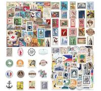 HDGSAFD 100 Autocollants De Tampon De Voyage Vintage, Autocollants De Mode Classiques, Autocbook De Bricolage De Bricolage, Autocollants Amusants, Autocollants Décoratifs du Journal À La Main.