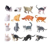 HDGSAFD 12 Modèles De Chats Et 4 Ornements De Chat, Modèles De Chats Simulés, Modèles d'animaux Mignons, Mini Ornements De Bureau, Jouets Créatifs pour Enfants