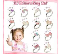 HDGSAFD 15 Bagues pour Enfants, 2 Boîtes d'amour, Bagues en Forme d'amour, Cadeaux De Dessins Animés De Vacances, Ornements D'Habillage De Fête, Boîtes De Rangement pour Clés.