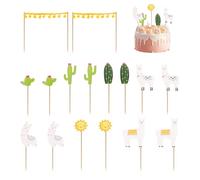 HDGSAFD 16 Morceaux D'Inserts De Cartes À Gâteau sur Le Thème De L'Alpaga, Décorations De Gâteaux Créatives, Accessoires À Gâteau, Fournitures De Fête pour Enfants.