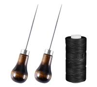 HDGSAFD 2 alênes avec poignées en bois, 1 rouleau de fil de réparation de chaussures, outil de poinçon, alêne en bois en forme de citrouille, foret pour cuir