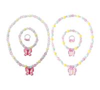 HDGSAFD 2 Bagues, 2 Bracelets Et 2 Colliers, Ensemble De Bijoux Papillon, Jolis Bijoux pour Enfants, Accessoires De Déguisement pour Filles
