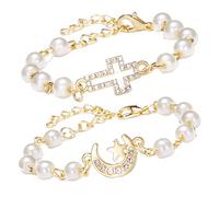 HDGSAFD 2 Bracelets De Perles Creuses, Bracelets À Motif De Lune Croisée, Bijoux Fantaisie Ajustables, Vêtements Quotidiens avec Accessoires, Cadeaux d'anniversaire pour Amis.