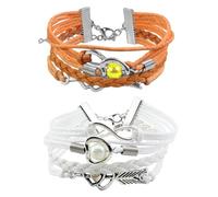 HDGSAFD 2 Bracelets Rétro Tissés À La Main, Bracelets Ajustables, Bracelets en Cuir Multicouches, Bracelets De Perles d'amour, Cadeaux d'anniversaire, Portez des Accessoires Assortis.