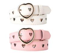 HDGSAFD 2 Ceintures Pour Filles, Ceinture Tour De Cou En Forme De Cœur, Ceinture Pour Enfants, Ceinture Réglable Avec Boucle En Métal, Adaptée À De Nombreux Types De Vêtements