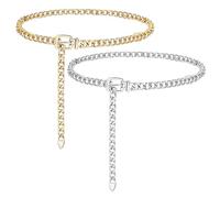 HDGSAFD 2 Chaînes De Taille, Chaînes Métalliques Épaisses Réglables, Accessoires De Ceinture À La Mode, Adaptés Aux Robes, Jeans, Etc.