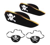 HDGSAFD 2 Chapeaux De Pirate Et 2 Masques pour Les Yeux, Accessoires De Jeu De Rôle, Robe De Soirée sur Le Thème des Pirates, Accessoires De Costume