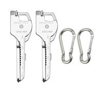 HDGSAFD 2 Couteaux À Clés Multifonctions Et 2 Boucles De Suspension, Couteaux Pliables, Outils D'Extérieur Portables, Adaptés À La Randonnée Et À L'Alpinisme (Argent).