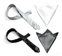 HDGSAFD 2 Cravates Pour Hommes Et 2 Pochettes De Costume, Cravates À Paillettes, Cravates De Chemise, Accessoires Vestimentaires, Adaptées Aux Mariages, Soirées, Fêtes, Spectacles