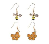 HDGSAFD 2 Paires De Boucles d'oreilles, Boucles d'oreilles en Nid d'abeille D'Abeilles, Bijoux Créatifs, Boucles d'oreilles De La Mode pour Femmes, Vêtements d'oreilles Assortis De Vêtements.
