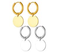 HDGSAFD 2 Paires De Boucles d'oreilles Rondes, Boucles d'oreilles en Acier Inoxydable, Boucles d'oreilles Pendantes Géométriques, Boucles d'oreilles Simples À La Mode, Bijoux pour Femmes