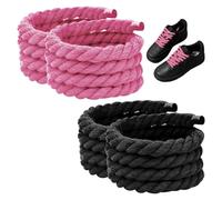 HDGSAFD 2 Paires De Lacets En Corde Épaisse, Lacets En Corde De Coton À Trois Brins, Lacets Tressés Torsadés, Cordes De Lacets De Bricolage, Lacets De Sport, Lacets Ronds D'Épaisseur 8 Mm