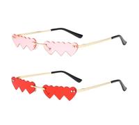 HDGSAFD 2 Paires De Lunettes De Soleil en Forme De Cœur, Lunettes De Soleil Créatives, Lunettes De Soleil À La Mode, Lunettes De Personnalité De Fête.
