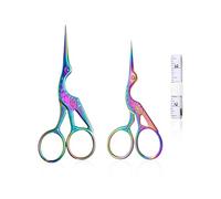 HDGSAFD 2 Petits Ciseaux, 1 Règle Souple Double Face, Ciseaux Cigogne en Métal, Ciseaux À Broder Colorés, Ciseaux Multifonctionnels