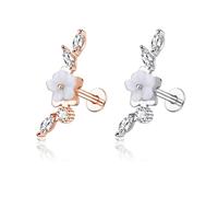 HDGSAFD 2 Pièces Boucles d'oreilles Zircon, Boucles d'oreilles Fleur, Bijoux Piercing en Acier Inoxydable, Bijoux pour Femmes, Décoration De Mode Personnalisée