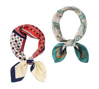 HDGSAFD 2 Pièces d’Écharpe Soie Rétro Carrée Homme - Accessoire Vêtement Satin - Cadeau