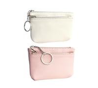 HDGSAFD 2 Pièces De Portefeuille À Face Souple, Mini Porte-Monnaie Portable, Étui À Clés Simple Quotidien, Adapté pour Ranger des Cartes, des Pièces De Monnaie Et De l'argent (Rose, Blanc Cassé).