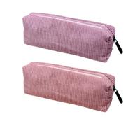 HDGSAFD 2 Pièces De Trousse en Velours Côtelé, Trousse À Crayons Unie et Rose, Sac De Rangement Simple Et Pratique