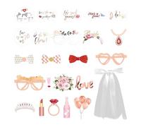 HDGSAFD 23 Pièces D'Accessoires Photo en Or Rose Et 1 Pièce De Coiffe, Accessoires De Selfie Amusants, Décoration D'Ambiance De Mariage, Adaptés Aux Mariages Et Aux Enterrements De Vie De Garçon.