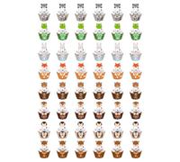 HDGSAFD 24 Inserts De Gâteau Et 24 Bordures De Gâteau, Fournitures De Fête sur Le Thème des Animaux De La Forêt, Décorations De Gâteaux De Fête, Décorations De Gâteaux pour Enfants