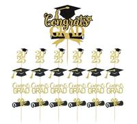 HDGSAFD 25 Pièces De 2025 Inserts De Carte De Graduation, Chapeau De Gâteau De Graduation Créatif, Plug-in De La Fête De Graduation, Décoration De Gâteau De La Cérémonie De Remise des Diplômes.