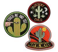 HDGSAFD 3 Morceaux De Patch en Tissu De Motif Cactus, Patch en Tissu Brodé, Patch De Tissu Créatif, Patch À Vêtements Et Patch De Tissu De Dessins Animés Amusants.