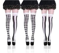 HDGSAFD 3 Paires De Chaussettes Féminines Au Genou, Chaussettes Rétro, Accessoires Portables, Accessoires De Costumes De Danse, Chaussettes Élastiques Et Confortables.