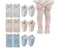 HDGSAFD 3 paires de chaussettes pour bébé, 3 paires de genouillères pour ramper, jeu de rampe, chaussettes antidérapantes pour le sol, confortables