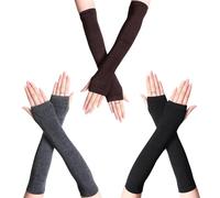 HDGSAFD 3 Paires De S Longs Tricotés, S Sans Doigts, S Unis Simples, Manches Chaudes De Protection Solaire, S Souples