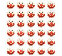 HDGSAFD 30 Morceaux De Perles De Bois Clown, Perles en Bois De Visage Souriant Imprimé, Perles en Vrac avec Trous, Perles Rondes De 2 Cm, Accessoires De Perles De Bijoux Artisanal Bricolage.