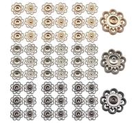 HDGSAFD 30 Paires De Boutons-Pression en Forme De Fleur, Boutons Métalliques, Boutons Décoratifs pour Vêtements, Boutons De Couture DIY, Boutons Rétro