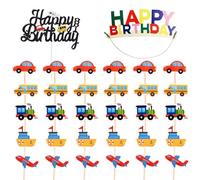 HDGSAFD 31 Cartes De Transport, 1 Bandeau Joyeux Anniversaire, Décoration De Gâteau Créative De Dessin Animé, Décoration De Fête d'anniversaire