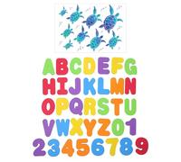 HDGSAFD 36 Pièces D'Autocollants en Mousse Alphanumériques Et 1 Autocollant Mural Tortue, Jouets De Bain pour Enfants, Jouets Créatifs, Jouets Éducatifs pour La Petite Enfance
