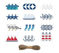 HDGSAFD 36 Pièces De Décorations Nautiques en Bois, Décorations À Thème Marin, Pendentifs De Décoration De Chambre, Mini Pendentifs De Voile, Souvenirs De Vacances À La Plage.