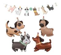 HDGSAFD 4 Morceaux De Ballons pour Chiens, 1 Morceau De Chien Tirant du Drapeau, Mignon De Bannière De Ballons d'animaux De Dessin Animé, Décoration De Fête À Thème De Chien.
