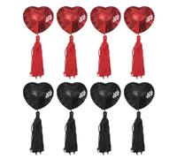 HDGSAFD 4 Paires De Cache-Tétons En Forme De Cœur Avec Paillettes, Accessoires De Sous-Vêtements, Cache-Tétons Avec Pompons, Cache-Tétons Réutilisables, Accessoires De Sous-Vêtements