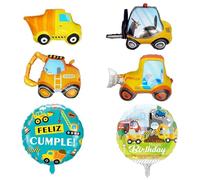 HDGSAFD 4 Pièces De Ballons D'Excavatrices Et 2 Ballons D'Excavatrices Ronds, Ballons Créatifs, Ballons Décoratifs De Fête, Ballons De Jouets pour Enfants.
