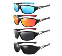 HDGSAFD 4 Pièces De Lunettes De Soleil Coupe-Vent, Lunettes De Sport, Lunettes De Protection Pour Cyclisme, Unisexe, Lunettes De Soleil D'Extérieur, Lunettes De Soleil Polarisées, Lunettes Coupe-Vent