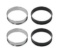 HDGSAFD 4 Pièces Moule Rond, Moule À Gâteau, Moisissure en Acier Inoxydable, Accessoires De Cuisson, Outils De Cuisine (Noir, Argent).