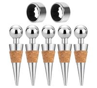 HDGSAFD 5 Morceaux De Bouteille De Vin Et 2 Anneaux De Vin, Accessoires De Bouteille De Vin, Bouchons De Bouteille Frais De Vin Rouge, Scellant À Vin Rouge.