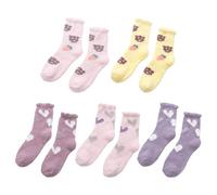 HDGSAFD 5 Paires De Chaussettes À Motif D'Amour, Chaussettes En Peluche Mignonnes, Chaussettes En Polaire Corail, Chaussettes Chaudes, Chaussettes De Sol Pour Femmes