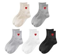 HDGSAFD 5 Paires De Chaussettes Imprimé Amour, Chaussettes Mi-Mollet Femme, Chaussettes Mignonnes, Chaussettes Élastiques Et Douces, Chaussettes Chaudes, Chaussettes Maison